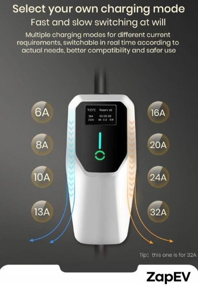 zapev sigma 7.2kw portable ev charger zapev sigma 7.2kw portable ev charger